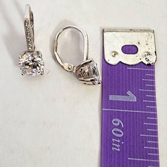 Earrings 925 Genuine Sterling Silver CZ - Picture 9 of 9